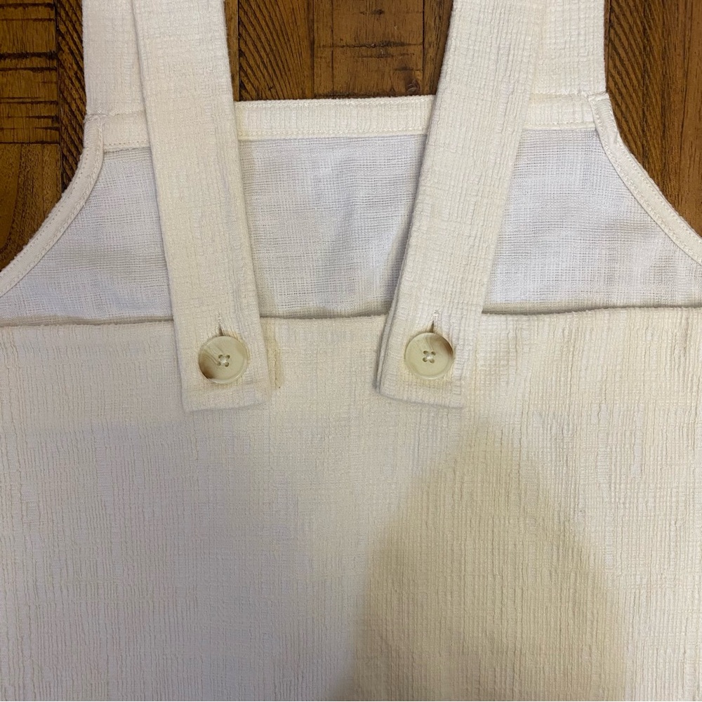 Madewell Apron Cross-Back Tank Top in Ivory Bleached Linen Fit S-M - Picture 11 of 14